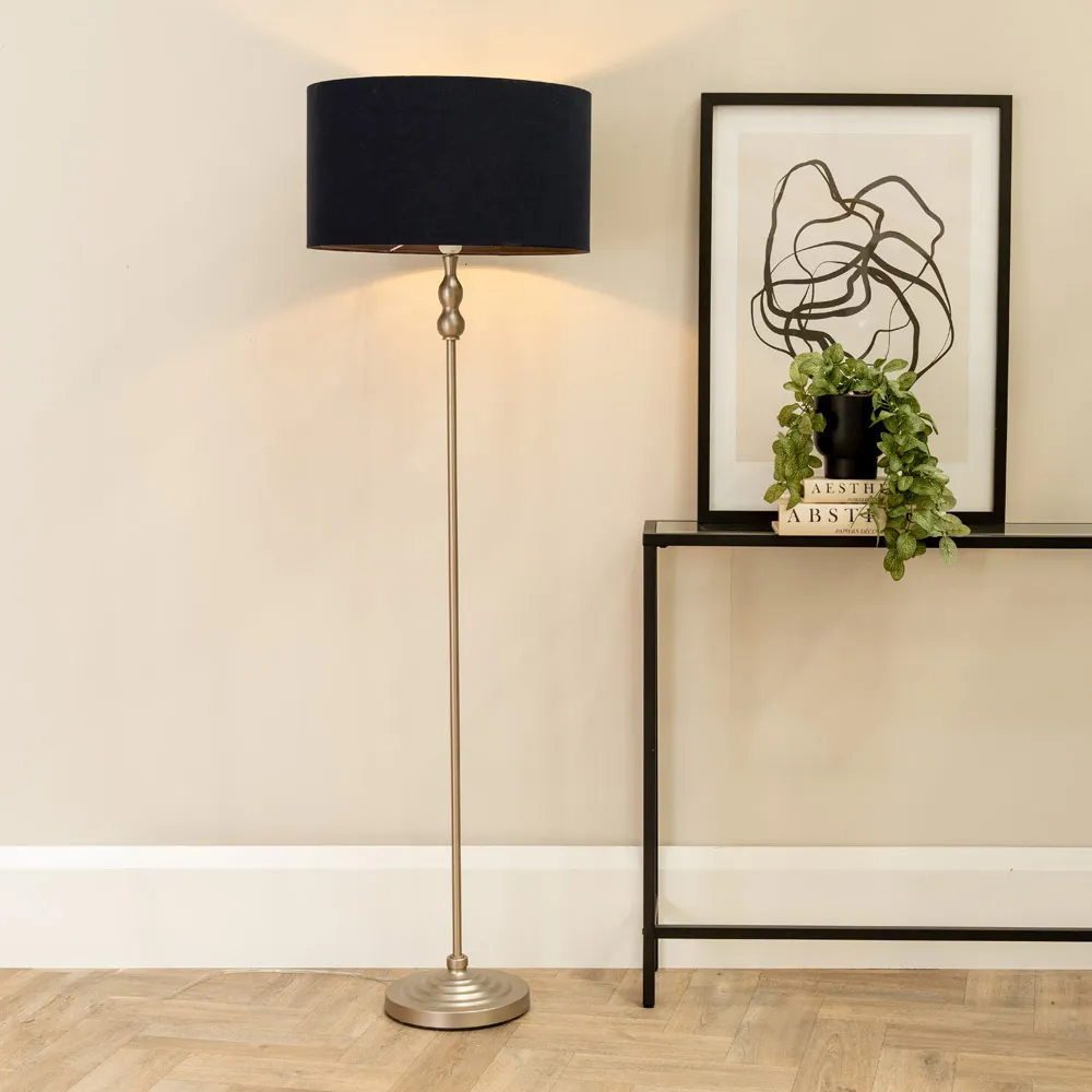 Maggie Candlestick LED Floor Lamp - Brushed Chrome