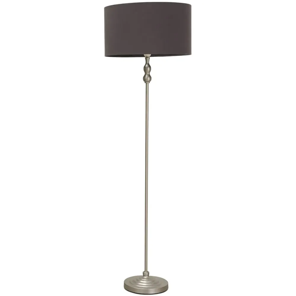 Maggie Candlestick LED Floor Lamp - Charcoal, Brushed Chrome