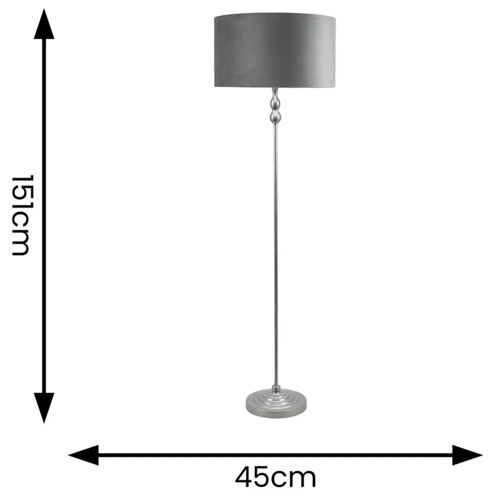 Maggie Candlestick LED Floor Lamp - Chrome, Velvet
