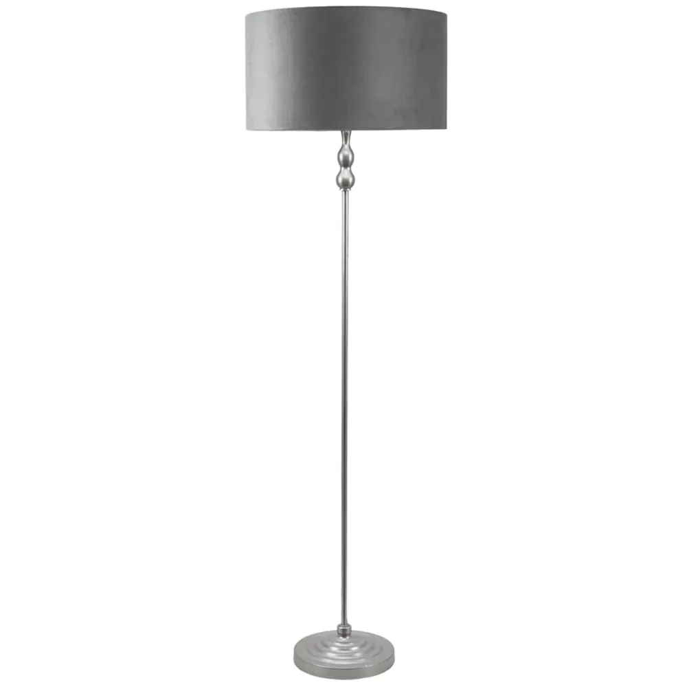 Maggie Candlestick LED Floor Lamp - Chrome, Velvet