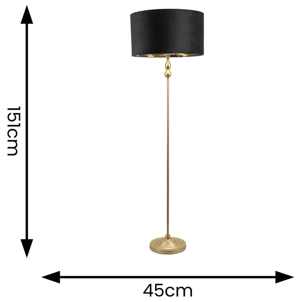 Maggie Candlestick LED Floor Lamp - Gold, Black Velvet