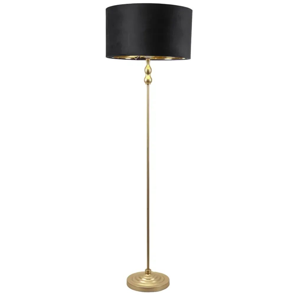 Maggie Candlestick LED Floor Lamp - Gold, Black Velvet