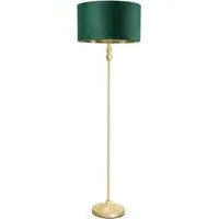 Maggie Candlestick LED Floor Lamp - Gold, Forest Green Velvet