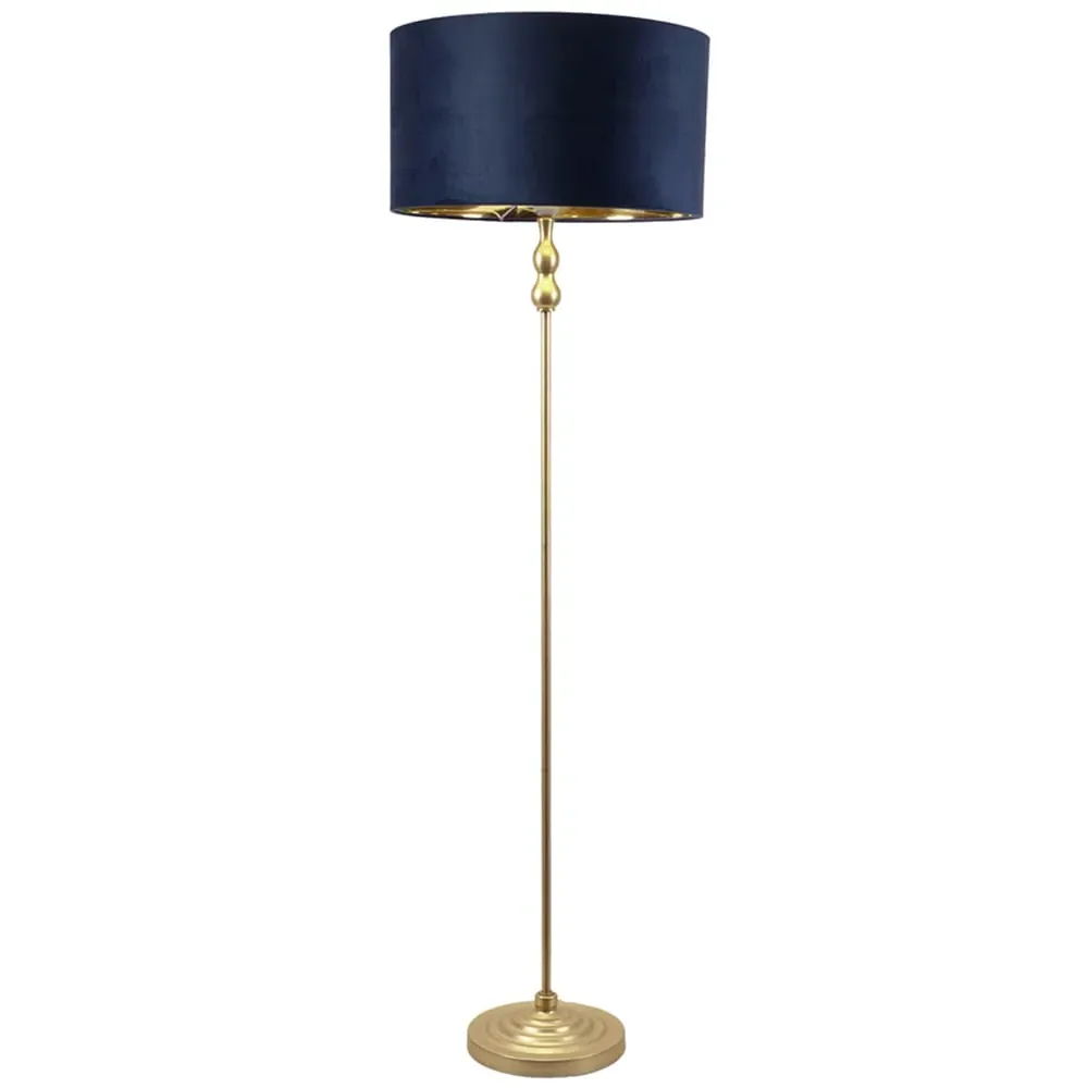 Maggie Candlestick LED Floor Lamp - Gold, Navy Velvet