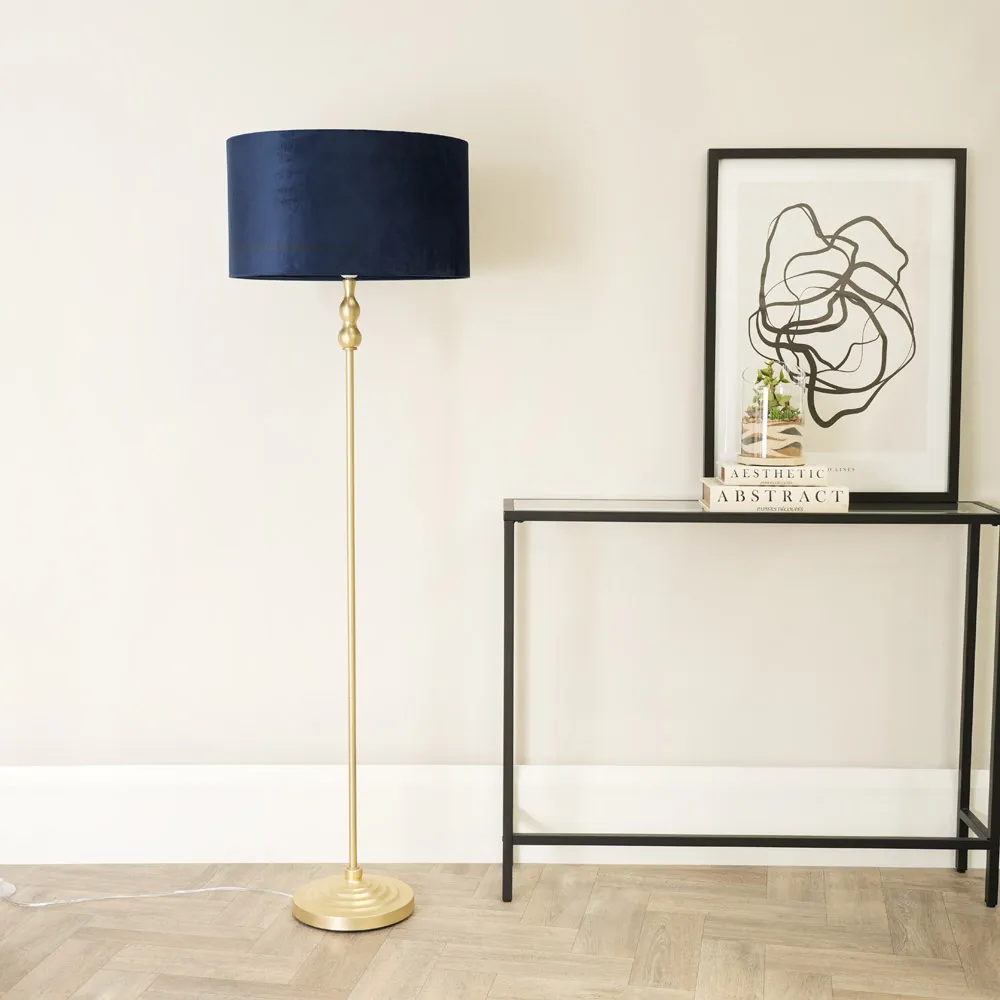 Maggie Candlestick LED Floor Lamp - Gold, Velvet
