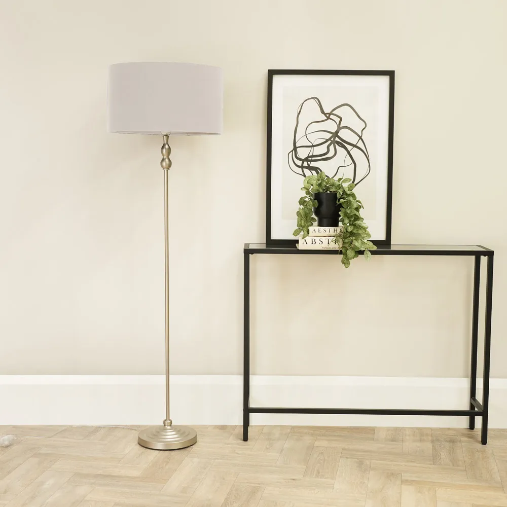 Maggie Candlestick LED Floor Lamp - Grey, Chrome