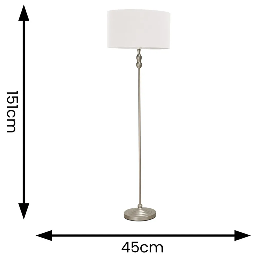 Maggie Candlestick LED Floor Lamp - Grey, Chrome