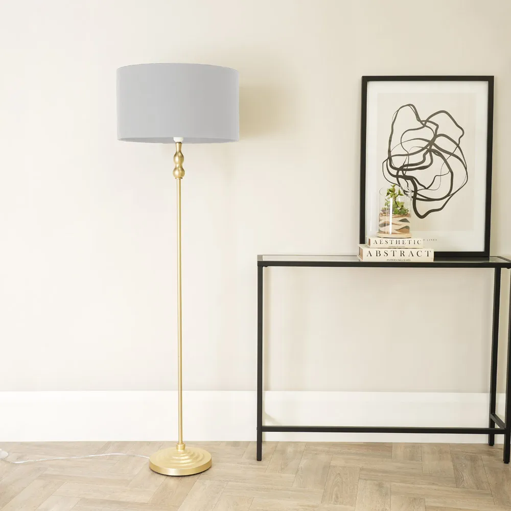 Maggie Candlestick LED Floor Lamp - Grey, Gold