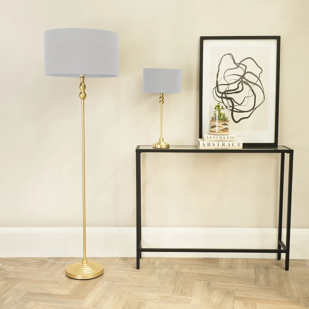 Maggie Candlestick LED Floor Lamp - Grey, Gold
