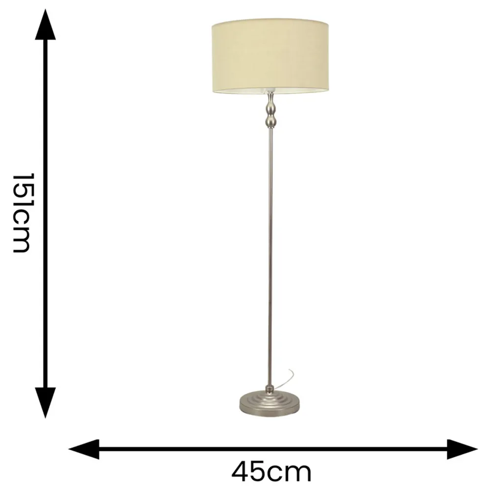 Maggie Candlestick LED Floor Lamp - Natural, Chrome