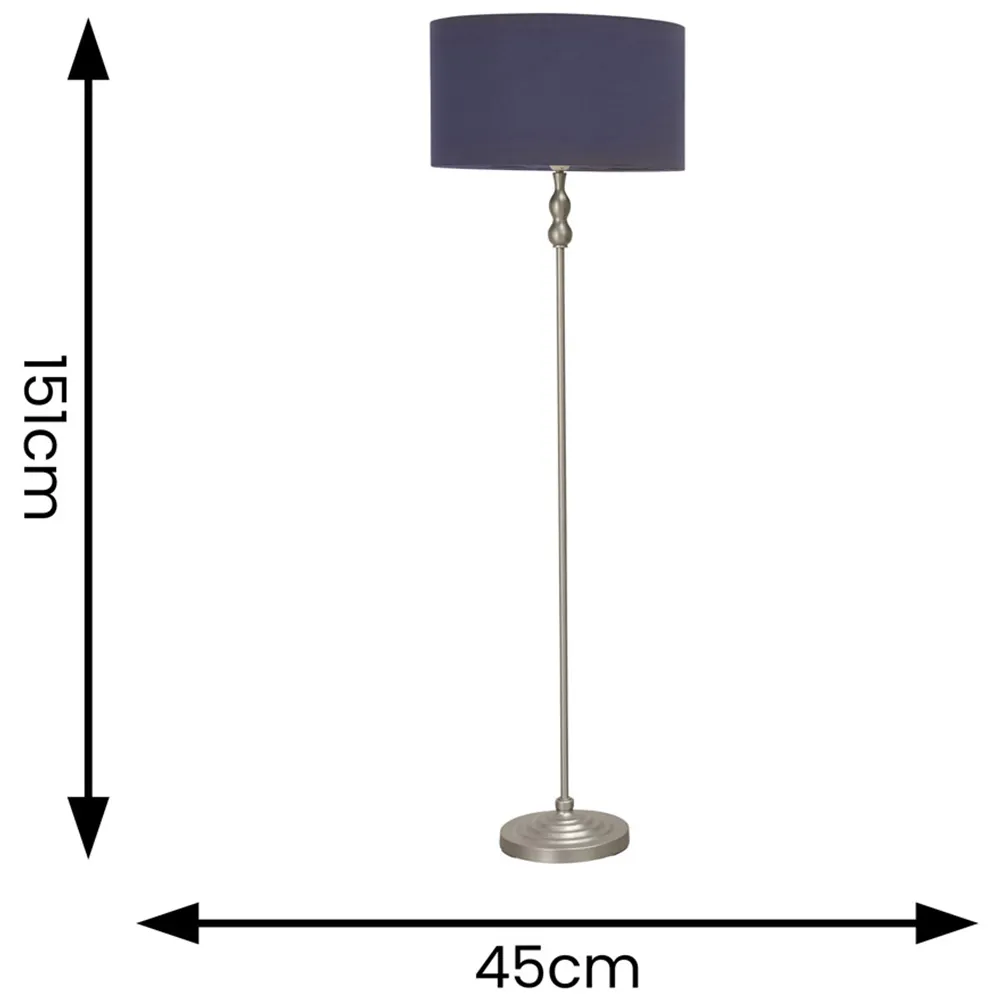 Maggie Candlestick LED Floor Lamp - Navy Blue, Chrome