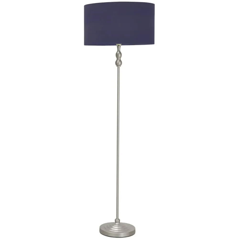 Maggie Candlestick LED Floor Lamp - Navy Blue, Chrome