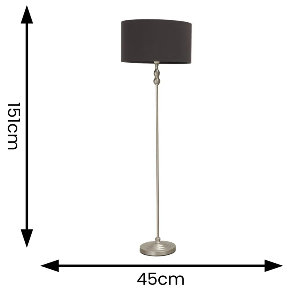 Maggie Candlestick LED Floor Lamp - Silver, Velvet
