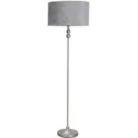 Maggie Candlestick LED Floor Lamp - Silver, Velvet