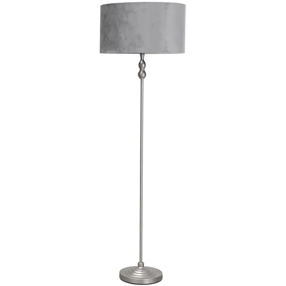 Maggie Candlestick LED Floor Lamp - Silver, Velvet