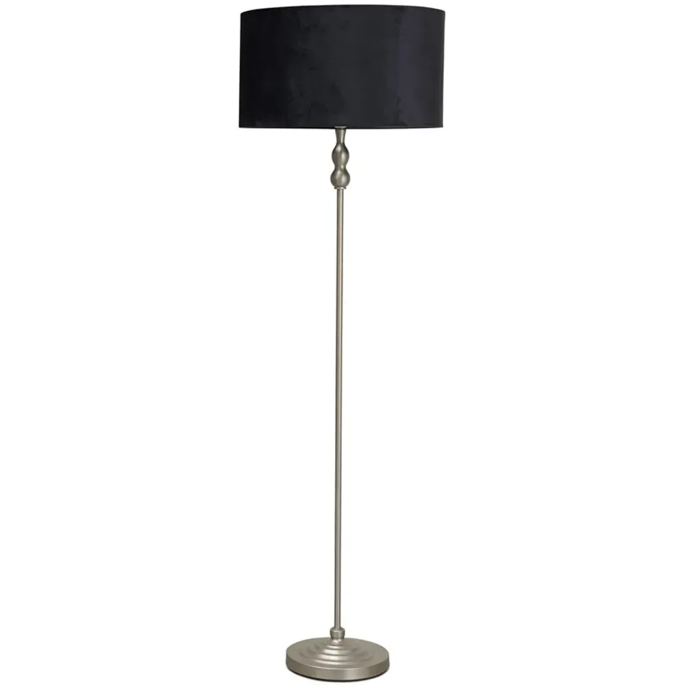 Maggie Candlestick LED Floor Lamp - Silver, Velvet
