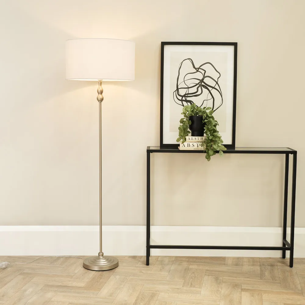 Maggie Candlestick LED Floor Lamp - White, Chrome