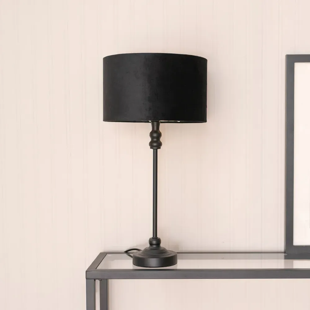 Maggie Candlestick LED Table Lamp - Black, Gold Interior