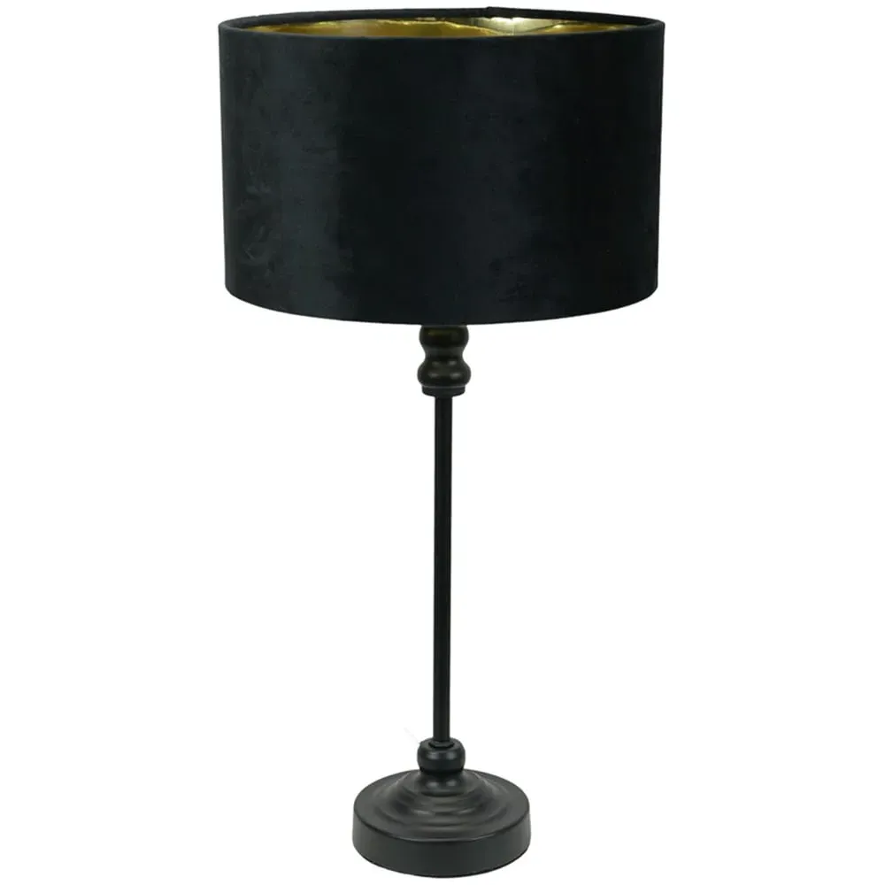 Maggie Candlestick LED Table Lamp - Black, Gold Interior
