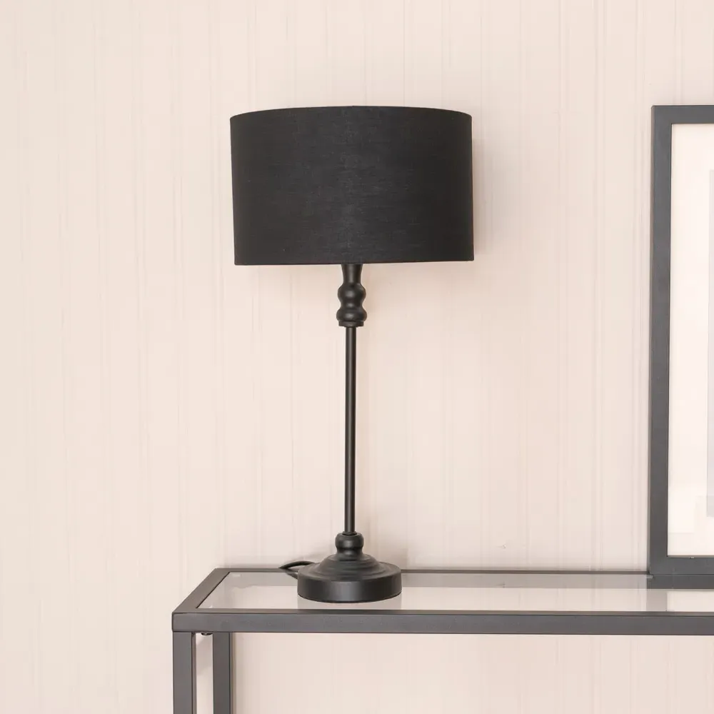 Maggie Candlestick LED Table Lamp - Black, Metal