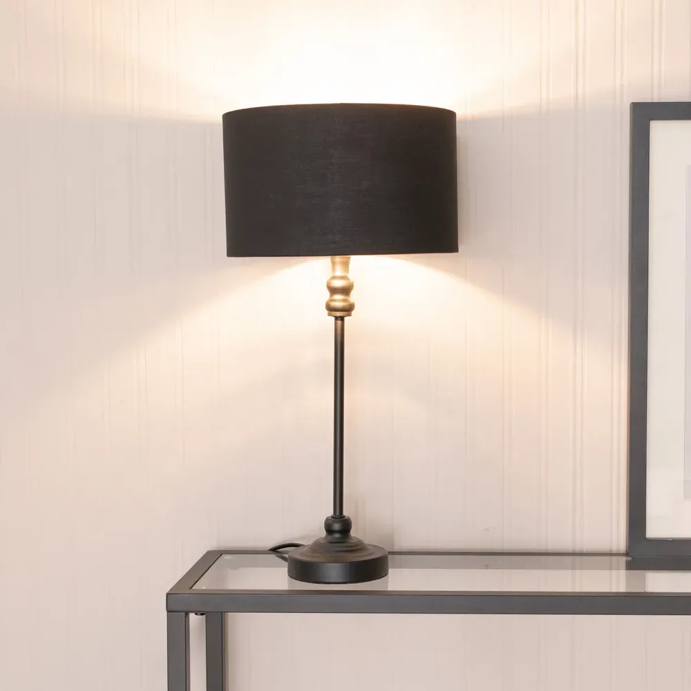 Maggie Candlestick LED Table Lamp - Black, Metal
