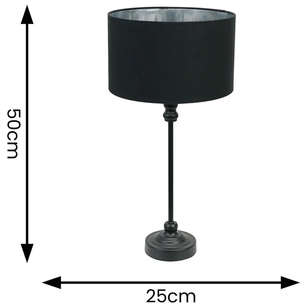 Maggie Candlestick LED Table Lamp - Black, Metal