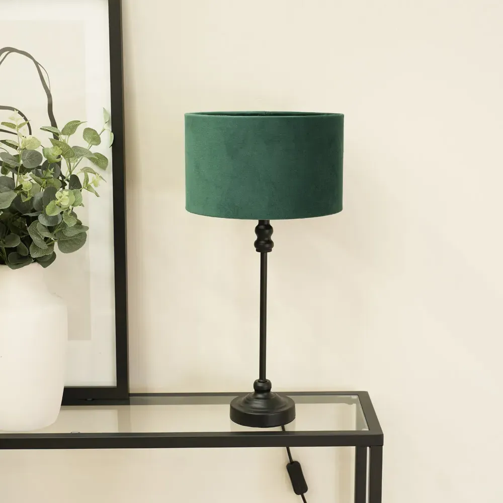 Maggie Candlestick LED Table Lamp - Black, Velvet