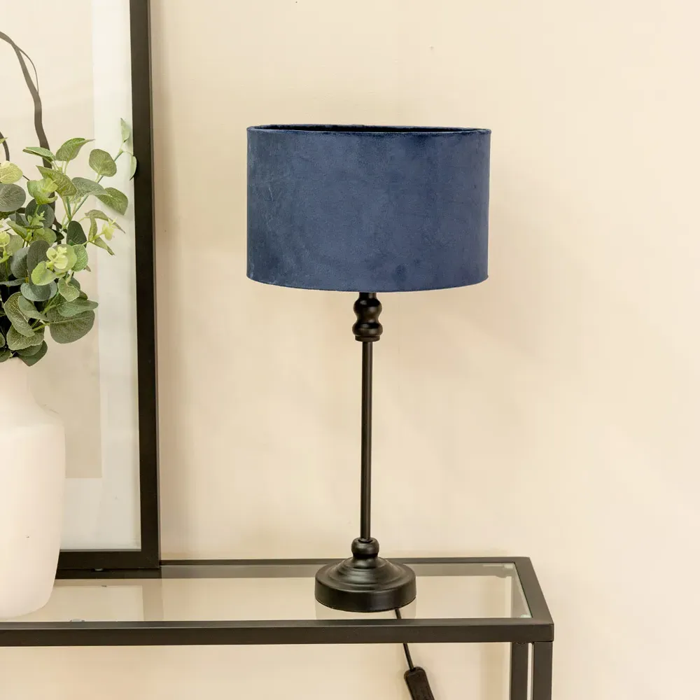 Maggie Candlestick LED Table Lamp - Black, Velvet