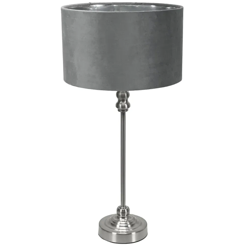 Maggie Candlestick LED Table Lamp - Chrome, Velvet