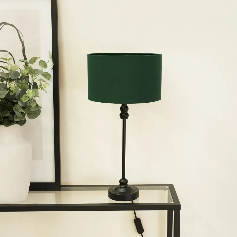 Maggie Candlestick LED Table Lamp - Forest Green, Metal