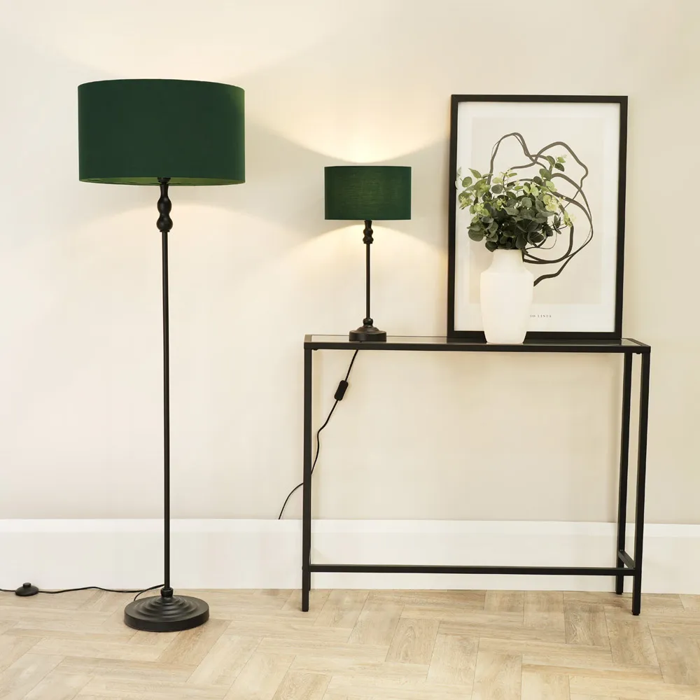 Maggie Candlestick LED Table Lamp - Forest Green, Metal