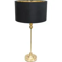 Maggie Candlestick LED Table Lamp - Gold, Black Fabric