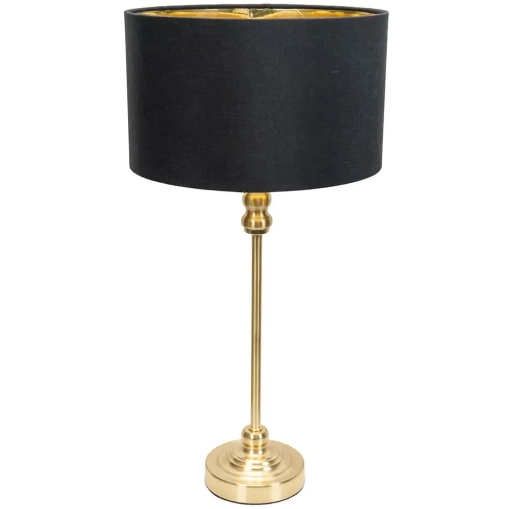 Maggie Candlestick LED Table Lamp - Gold, Black Fabric