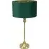 Maggie Candlestick LED Table Lamp - Gold, Forest Green Velvet