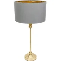 Maggie Candlestick LED Table Lamp - Gold, Grey Fabric