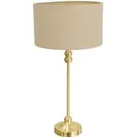 Maggie Candlestick LED Table Lamp - Gold, Natural Fabric