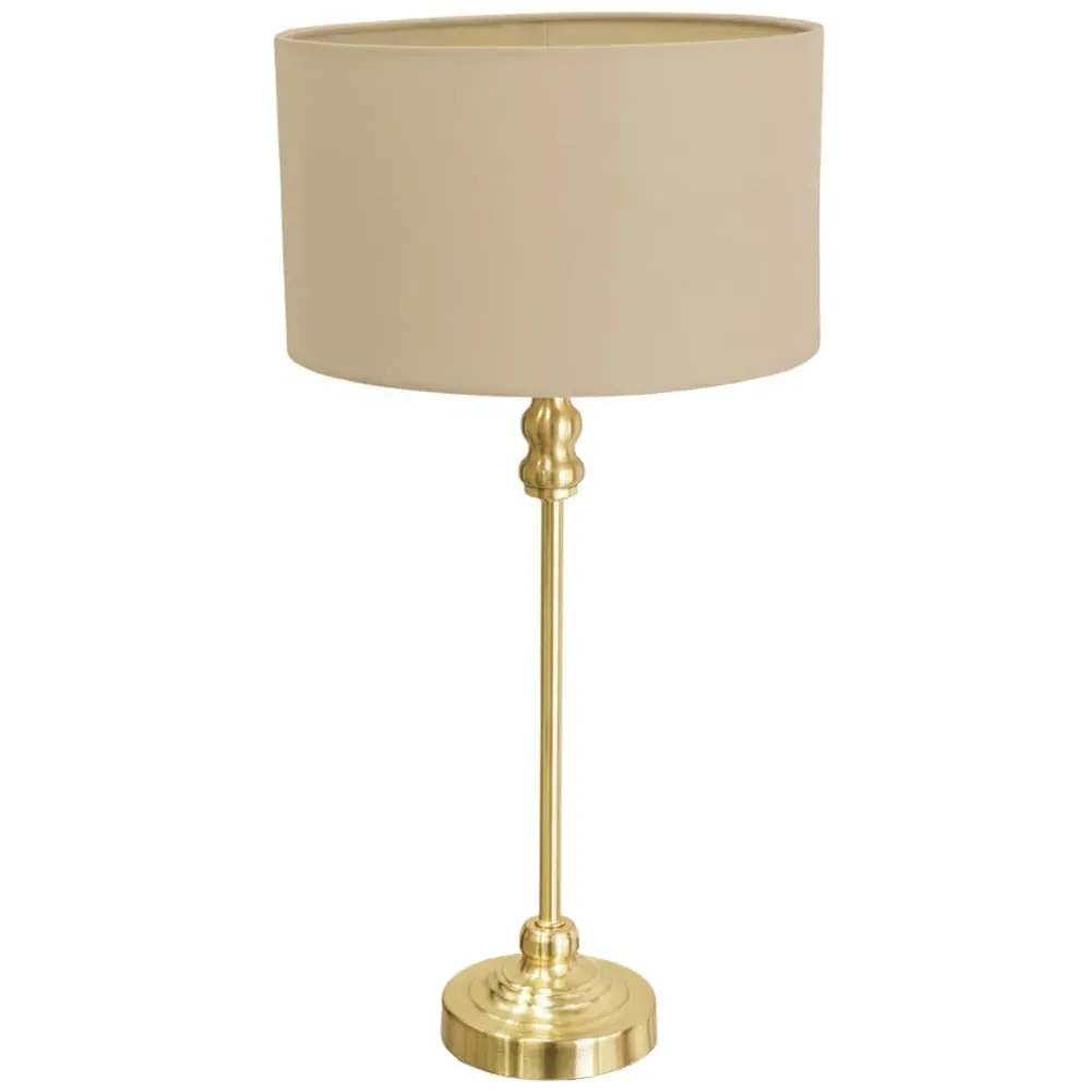 Maggie Candlestick LED Table Lamp - Gold, Natural Fabric image