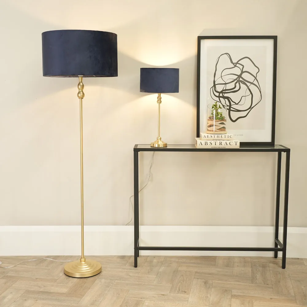 Maggie Candlestick LED Table Lamp - Gold, Velvet