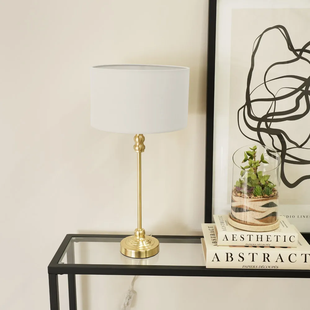 Maggie Candlestick LED Table Lamp - Grey, Gold