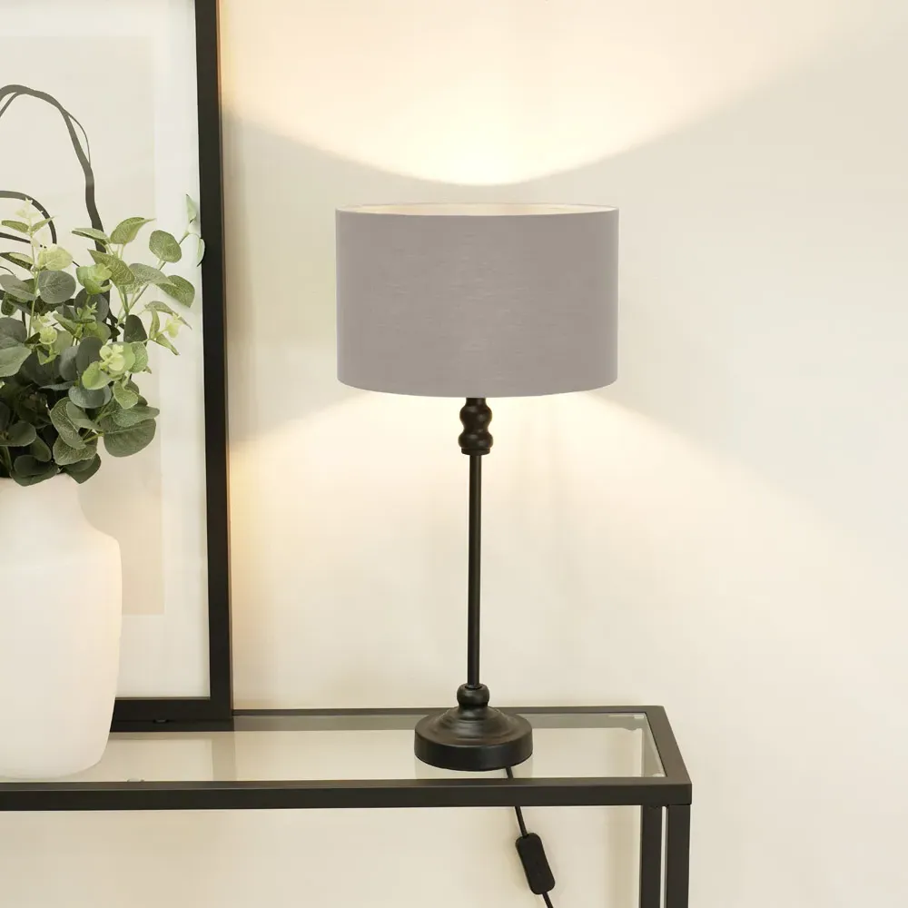 Maggie Candlestick LED Table Lamp - Grey, Metal