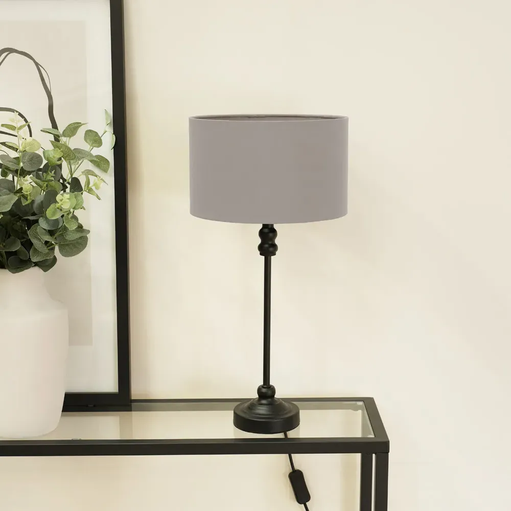 Maggie Candlestick LED Table Lamp - Grey, Metal