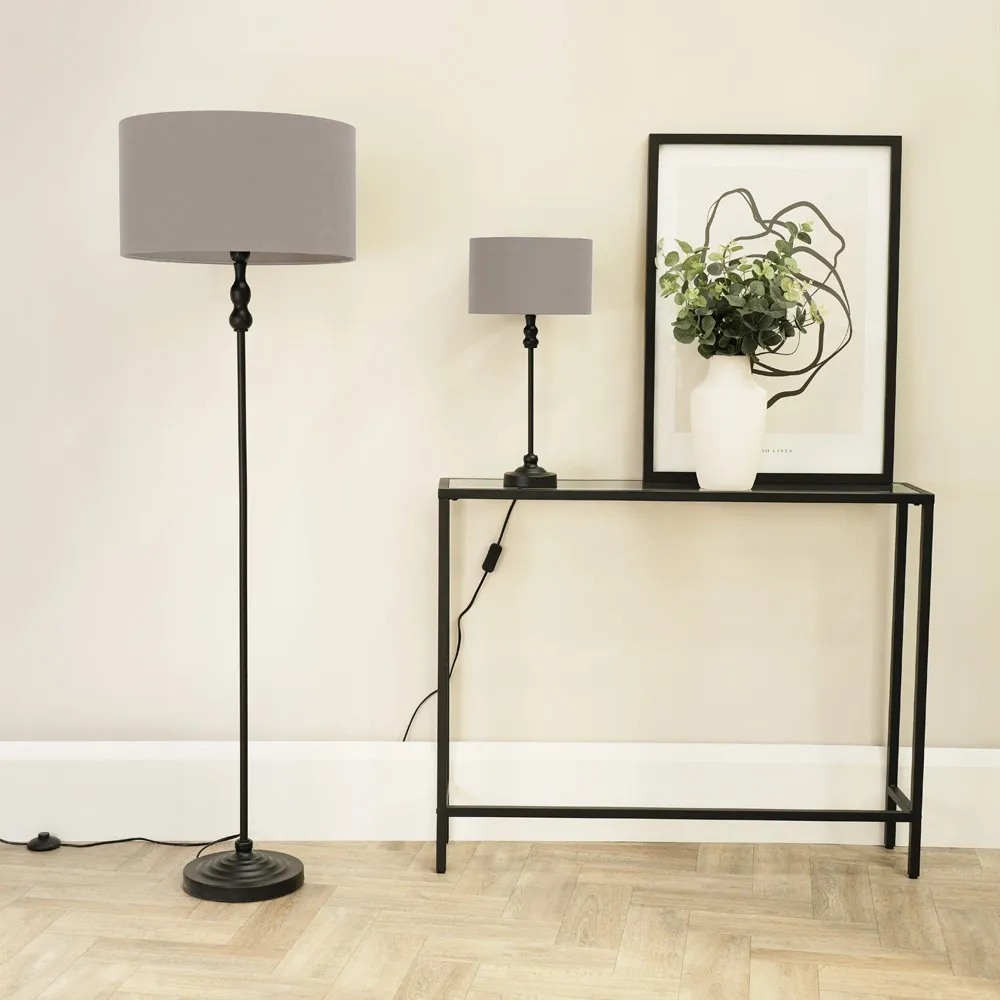 Maggie Candlestick LED Table Lamp - Grey, Metal