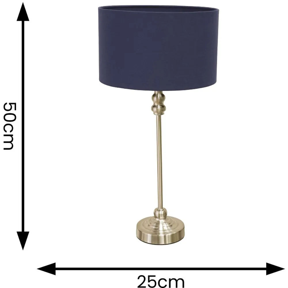 Maggie Candlestick LED Table Lamp - Navy Blue, Chrome