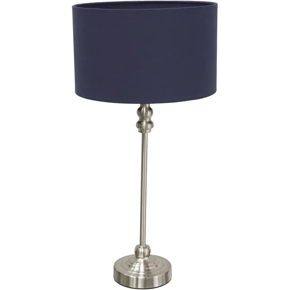 Maggie Candlestick LED Table Lamp - Navy Blue, Chrome