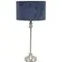 Maggie Candlestick LED Table Lamp - Navy Blue, Velvet