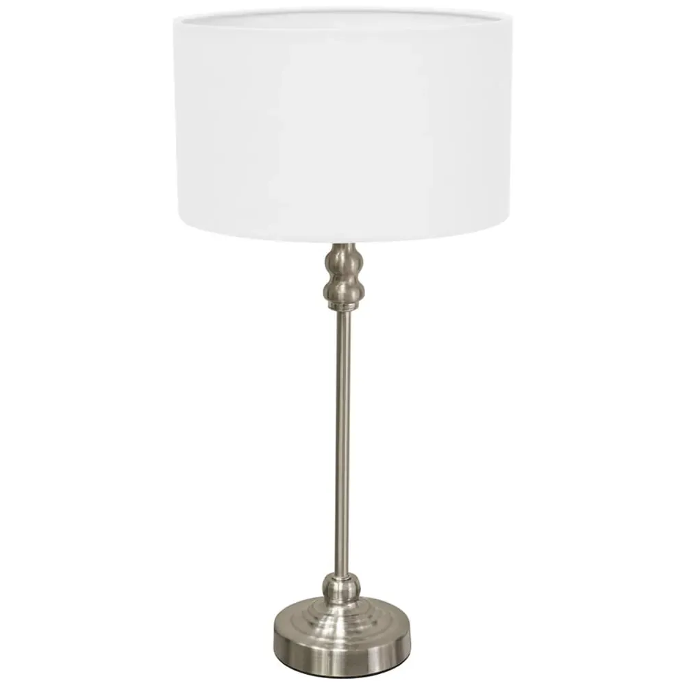 Maggie Candlestick LED Table Lamp - White, Metal