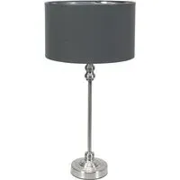 Maggie Candlestick LED Table Lamp with Charcoal Shade - Chrome