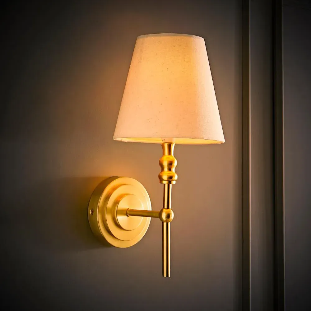 Maggie Candlestick LED Wall Light - Gold, Linen
