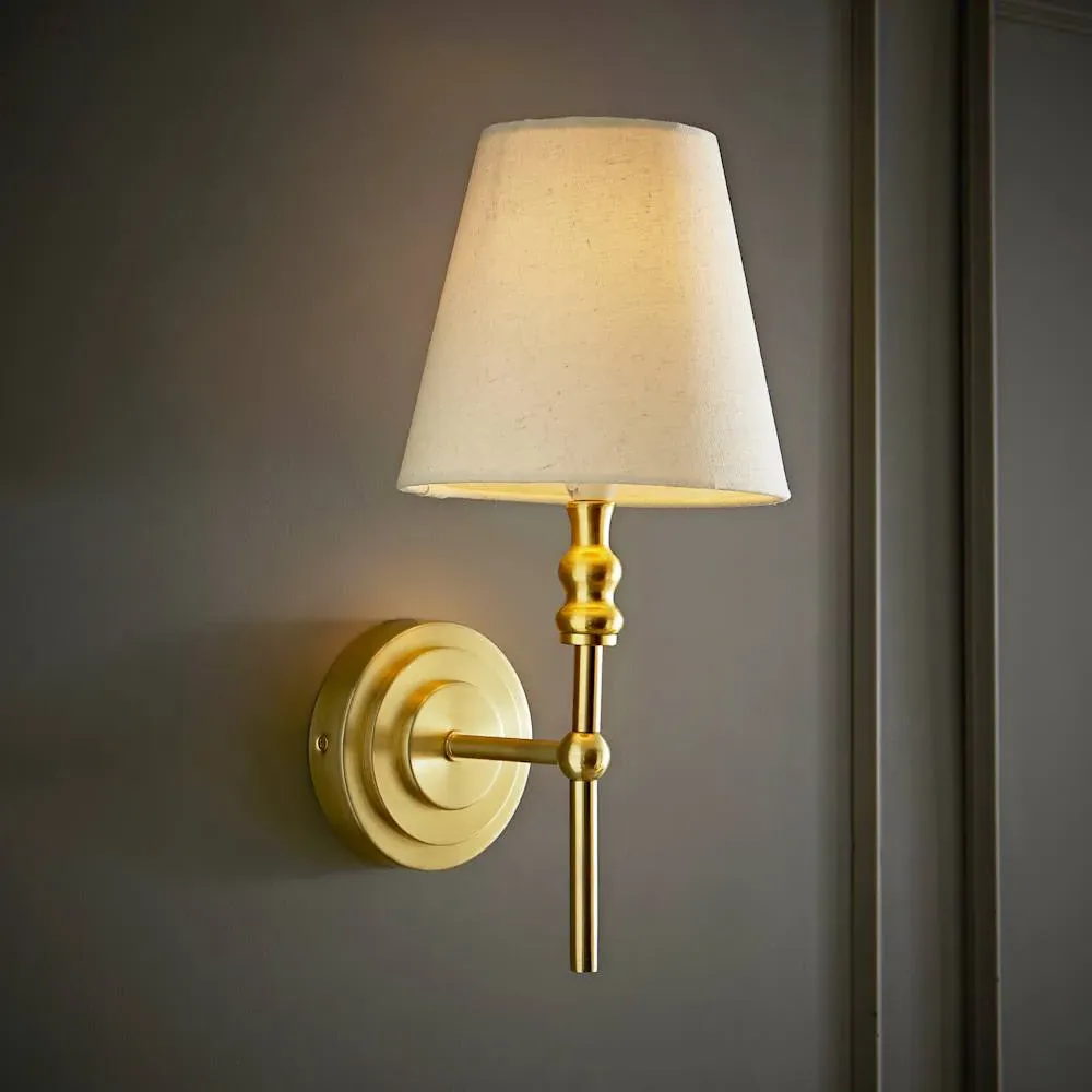 Maggie Candlestick LED Wall Light - Gold, Linen