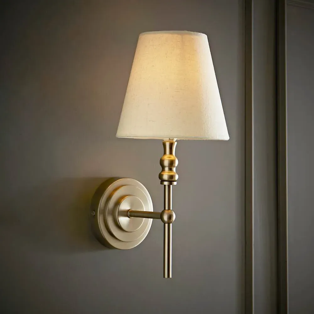 Maggie Candlestick LED Wall Light - Silver, Linen